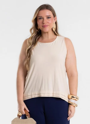 Secret Glam - Regata Feminina Viscose Creponada Bege - SECRET GLAM