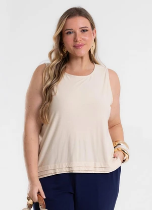 Secret Glam - Regata Feminina Viscose Creponada Bege - SECRET GLAM