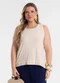 Secret Glam - Regata Feminina Viscose Creponada Verde - variação: Bege