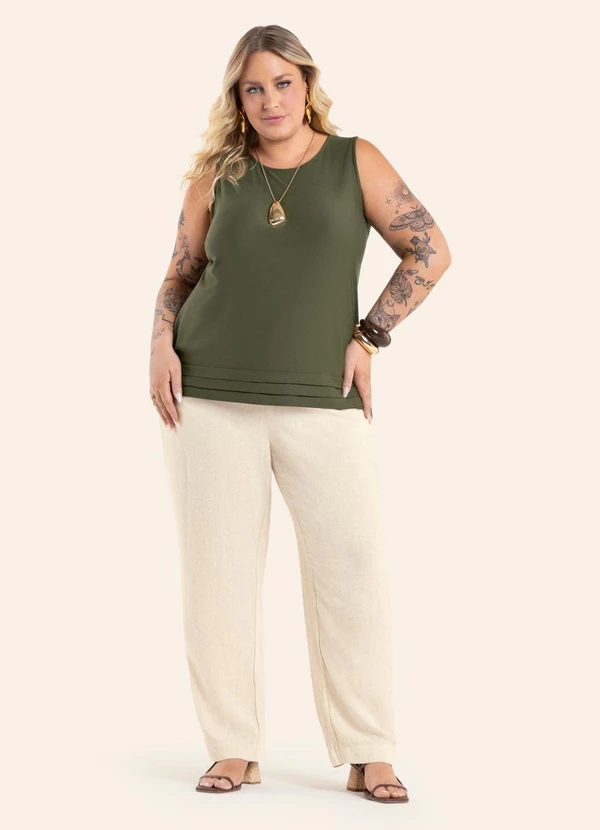 Secret Glam - Regata Feminina Viscose Creponada Verde
