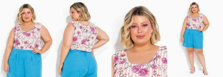 Regata Floral e Listras Salmo Plus Size