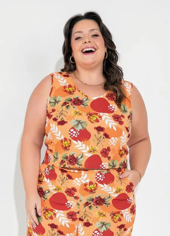 Outlet Regata Floral Laranja Plus Size