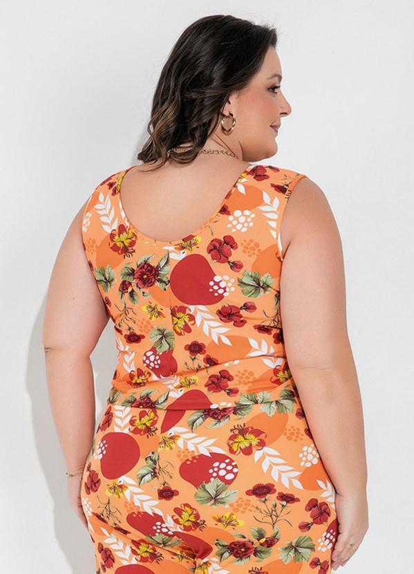 Queima Estoque - Regata Floral Laranja Plus Size 2