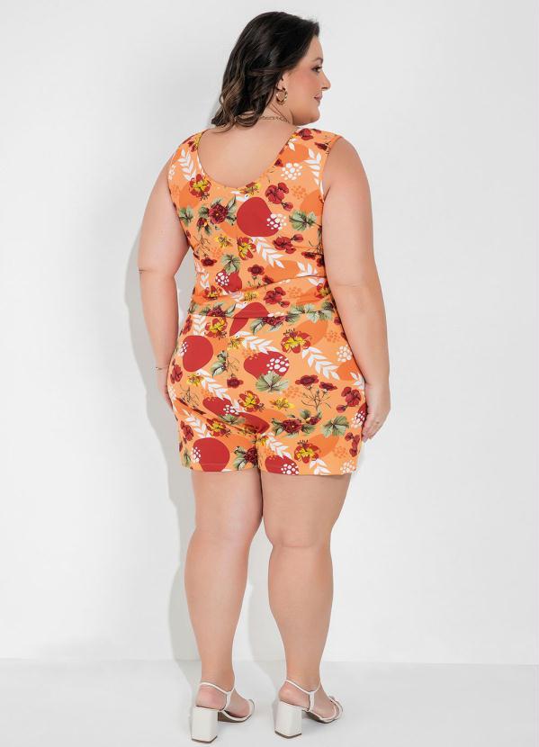 Queima Estoque - Regata Floral Laranja Plus Size 4