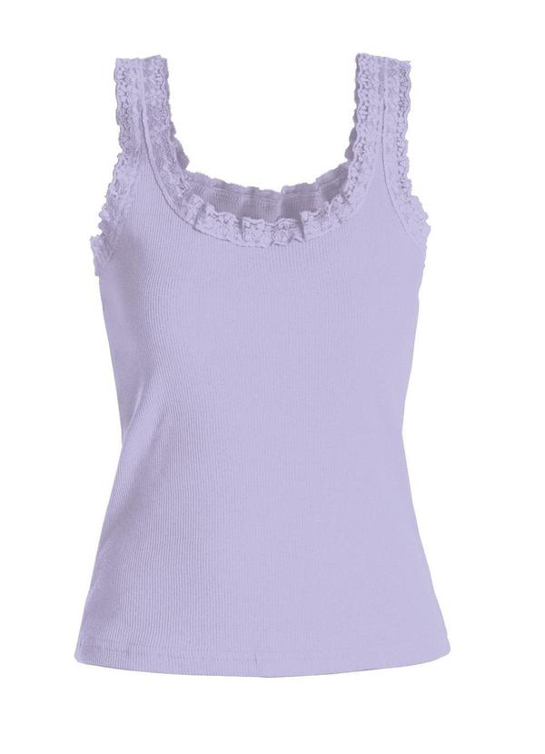 Marguerite - Regata Lilás Detalhe Renda Plus Size 9