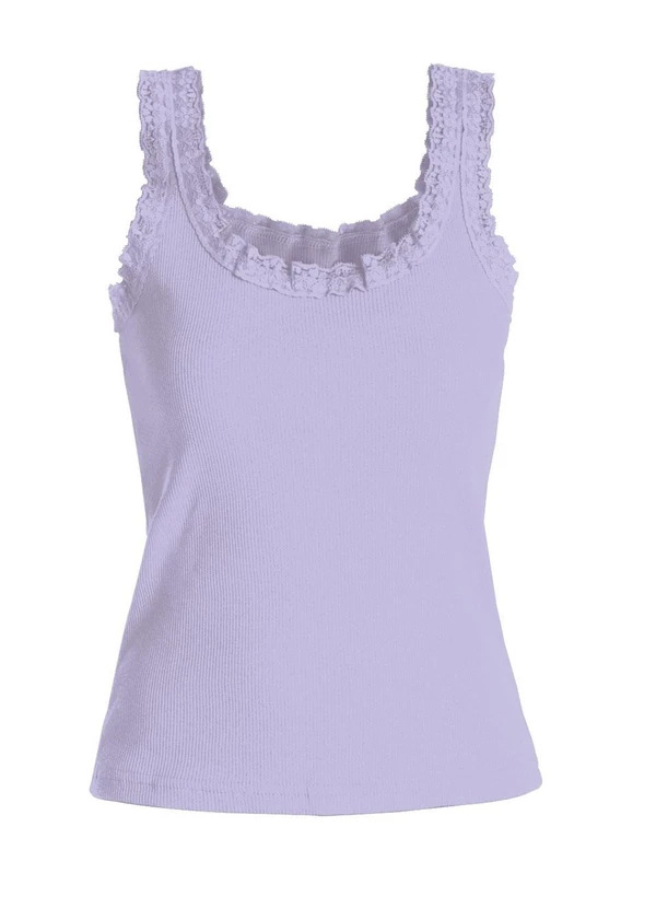 Marguerite - Regata Lilás Detalhe Renda Plus Size 9