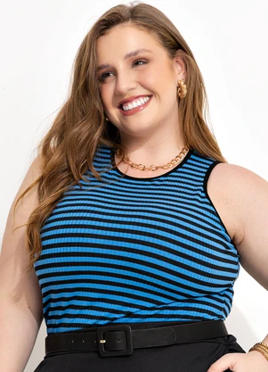 Marguerite - Regata Listrada Azul e Preta em Canelado - MARGUERITE