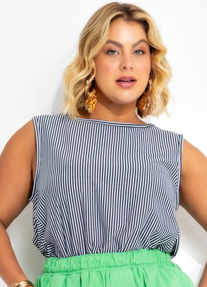 Marguerite - Regata Listrada Azul em Malha Listrada - MARGUERITE