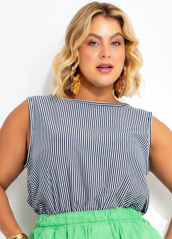 Marguerite - Regata Listrada Azul em Malha Listrada