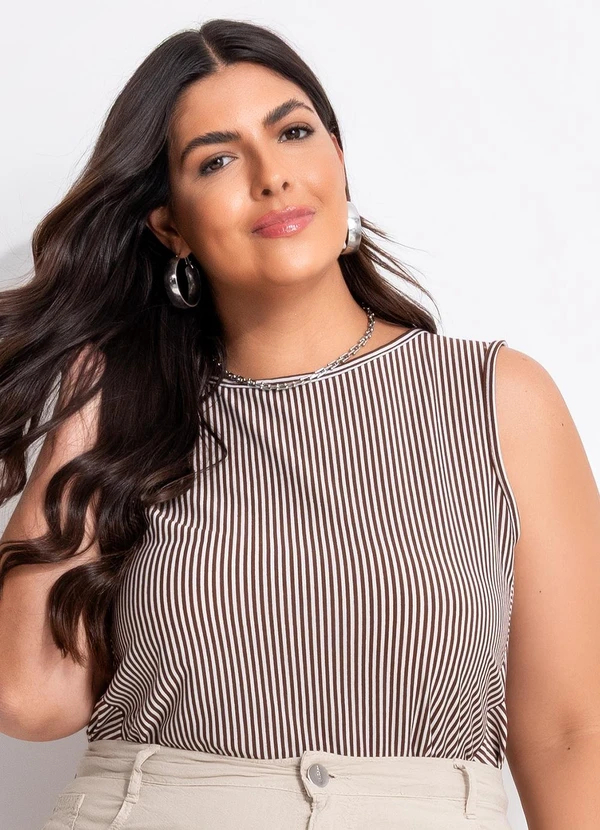 Marguerite - Regata Listrada Marrom em Malha Listrada