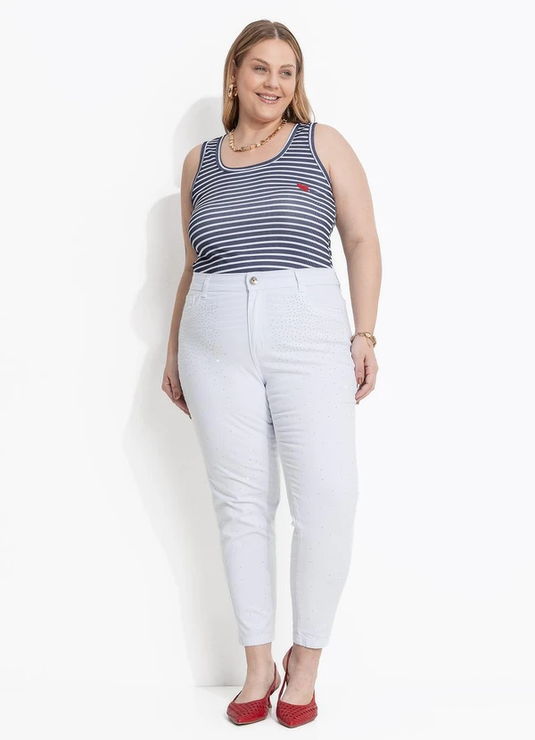 Marguerite - Regata Listrado Azul Canelada com Bordado 3