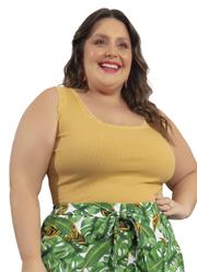 Regata Mostarda Detalhe Renda Plus Size