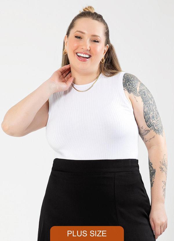Cativa - Regata Plus Size Canelada Branco