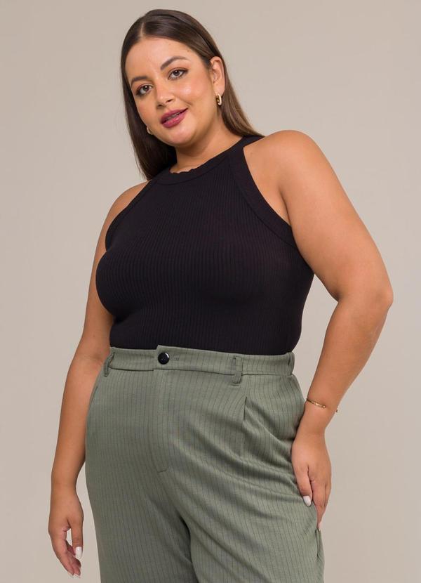 Cess - Regata Plus Size Canelada Diana Preto 3