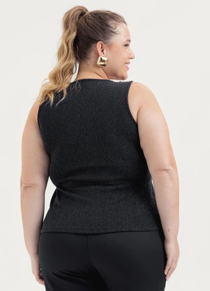 Cativa - Regata Plus Size Canelada Preto - CATIVA