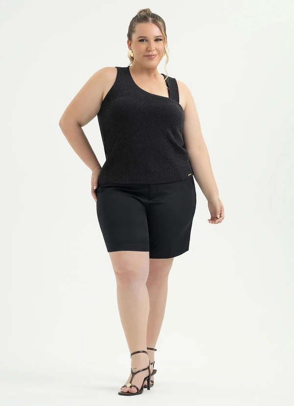 Cativa - Regata Plus Size Canelada Preto 3