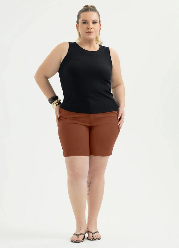 Cativa - Regata Plus Size Canelada Preto 3