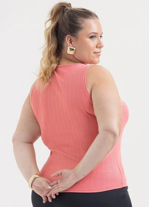 Cativa - Regata Plus Size Canelada Rosa - CATIVA