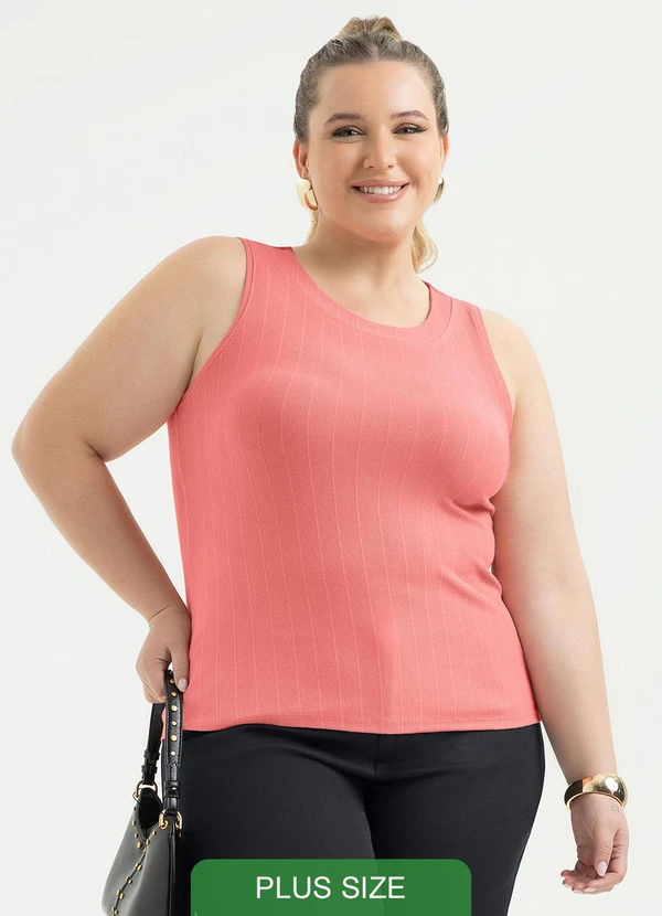 Cativa - Regata Plus Size Canelada Rosa 2