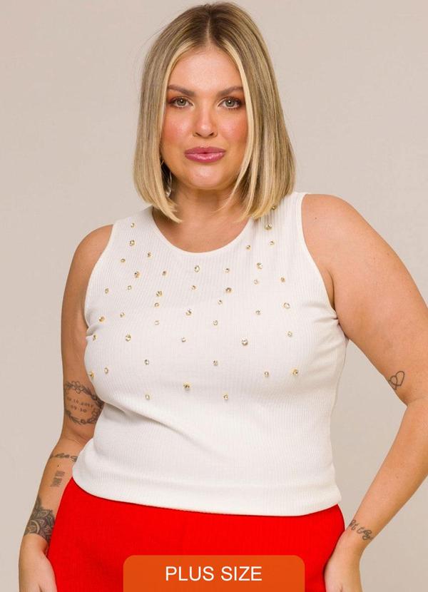 Cess - Regata Plus Size Canelado Júlia Branco