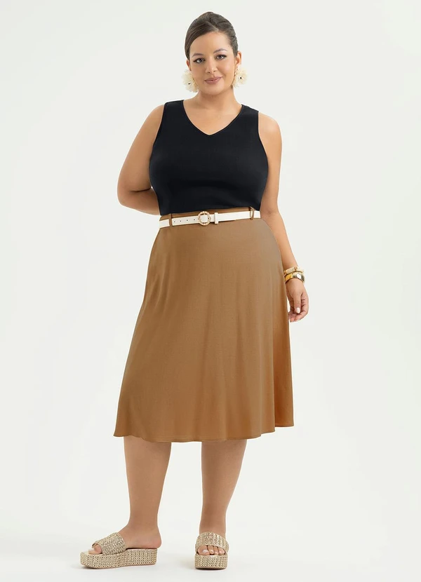 Cativa - Regata Plus Size Decote V em Viscose Preto 3