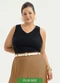 Cativa - Regata Plus Size Decote V em Viscose Preto - variação: Preto
