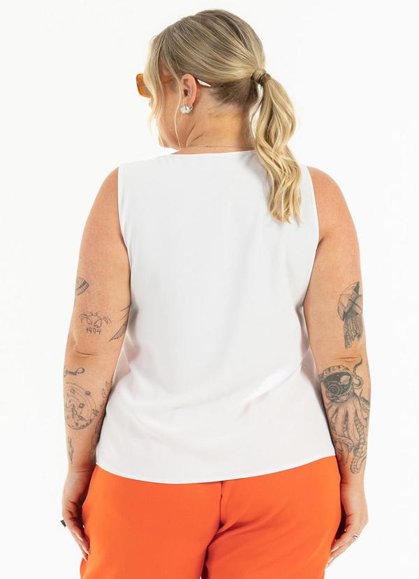 Habana - Regata Plus Size em Alfaiataria Branco 2