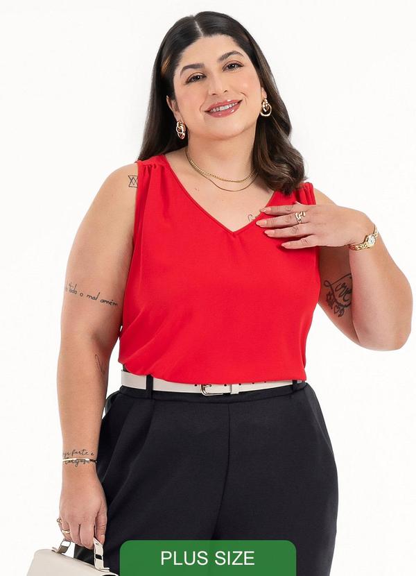 Habana - Regata Plus Size em Alfaiataria Vermelho 2