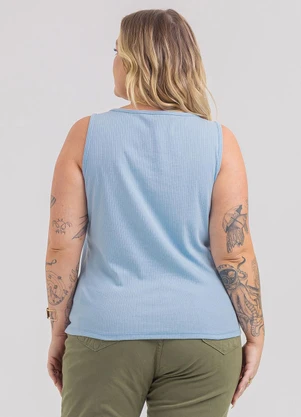 Habana - Regata Plus Size em Canelado Amarelo - HABANA