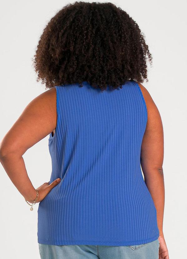 Cativa - Regata Plus Size em Canelado Azul 2