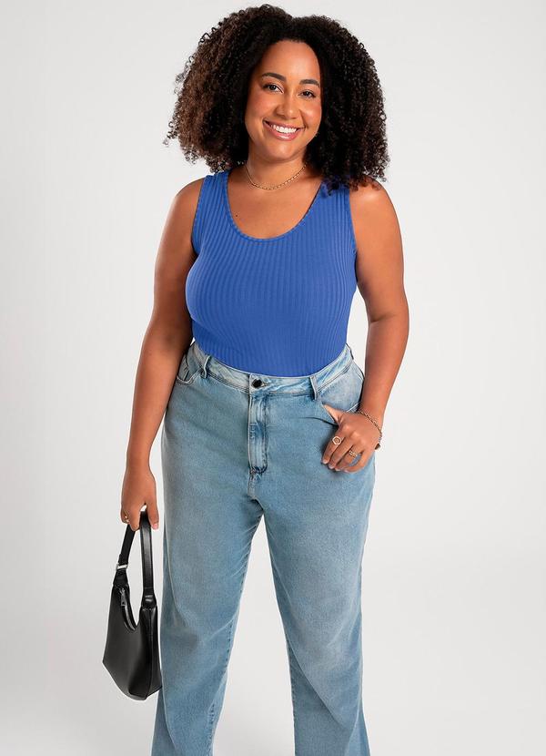 Cativa - Regata Plus Size em Canelado Azul 3