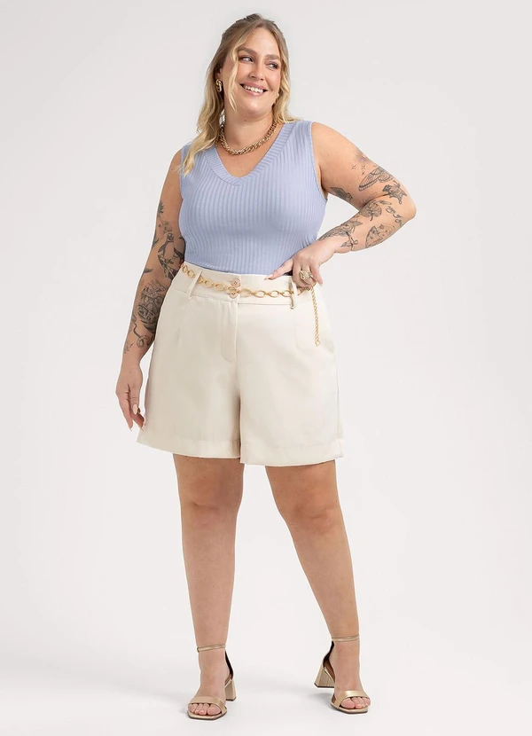 Habana - Regata Plus Size em Canelado Azul 3