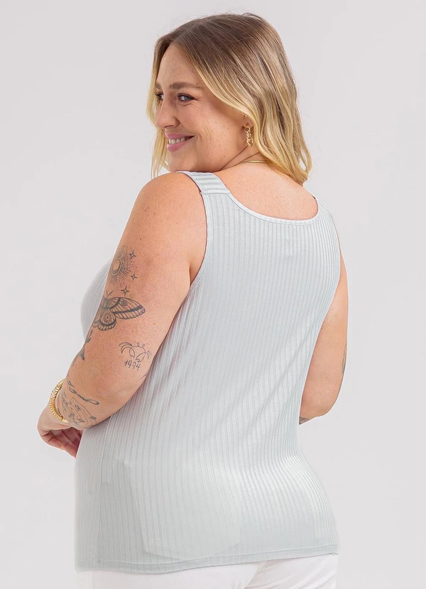 Habana - Regata Plus Size em Canelado Cinza 2
