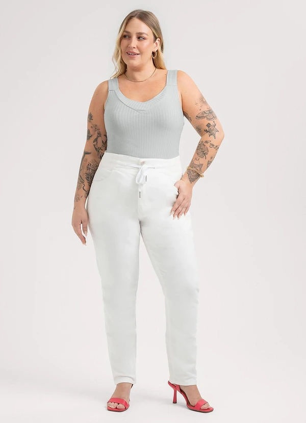 Habana - Regata Plus Size em Canelado Cinza 3