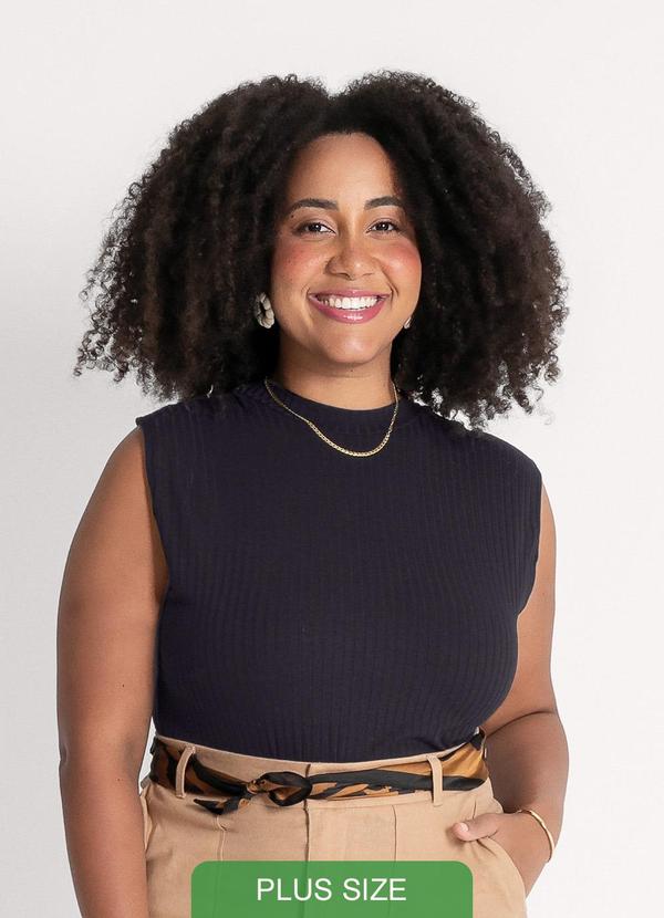 Habana - Regata Plus Size em Canelado Preto