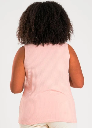 Cativa - Regata Plus Size em Canelado Rosa Claro - CATIVA