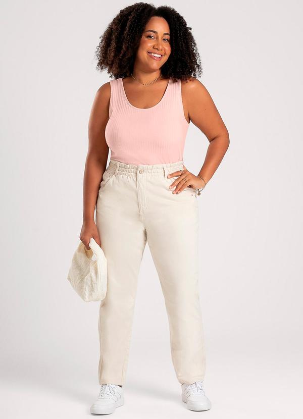Cativa - Regata Plus Size em Canelado Rosa Claro 3