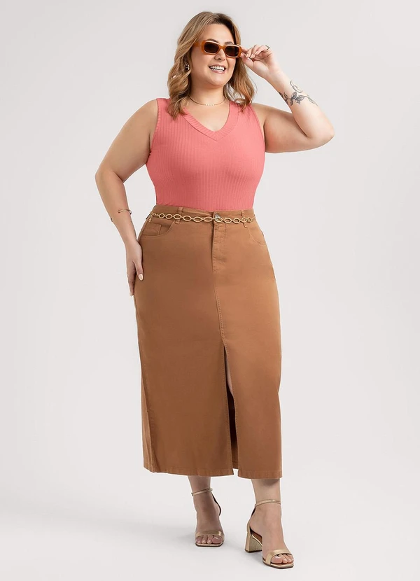 Habana - Regata Plus Size em Canelado Rosa 3