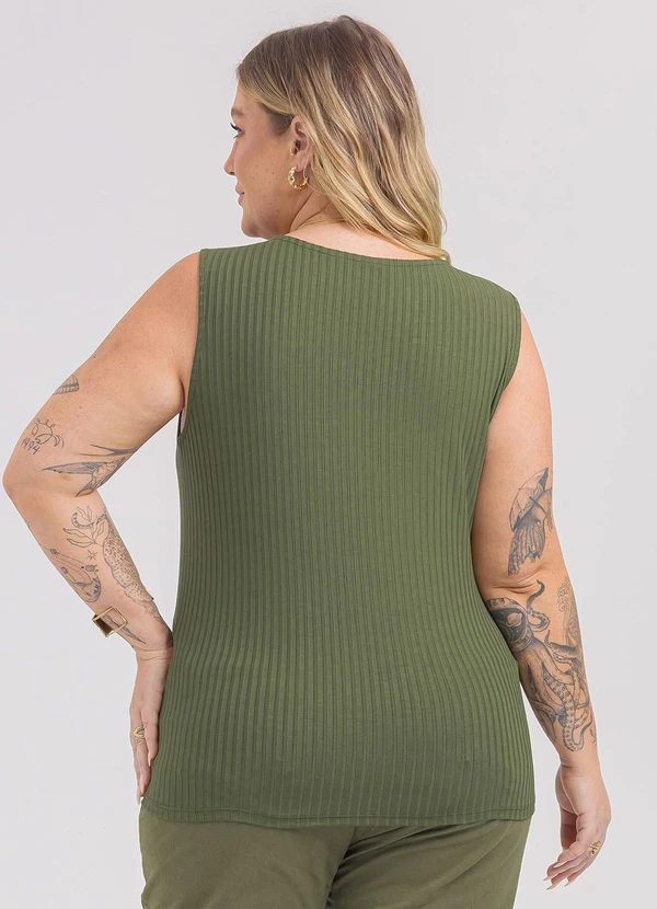 Habana - Regata Plus Size em Canelado Verde 2