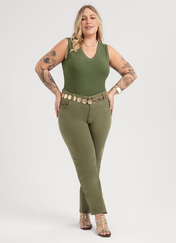Habana - Regata Plus Size em Canelado Verde 3