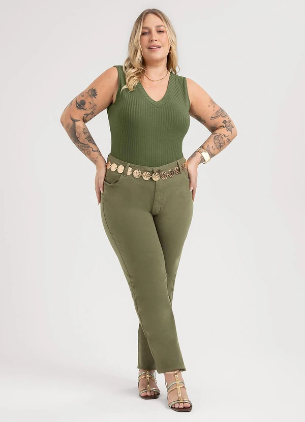 Habana - Regata Plus Size em Canelado Verde 3