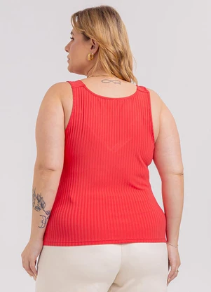 Habana - Regata Plus Size em Canelado Vermelho - HABANA