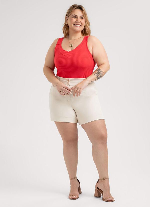 Habana - Regata Plus Size em Canelado Vermelho 3