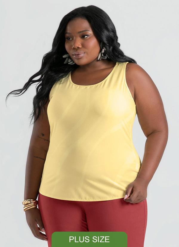 Cativa - Regata Plus Size em Misturinha Amarelo Claro