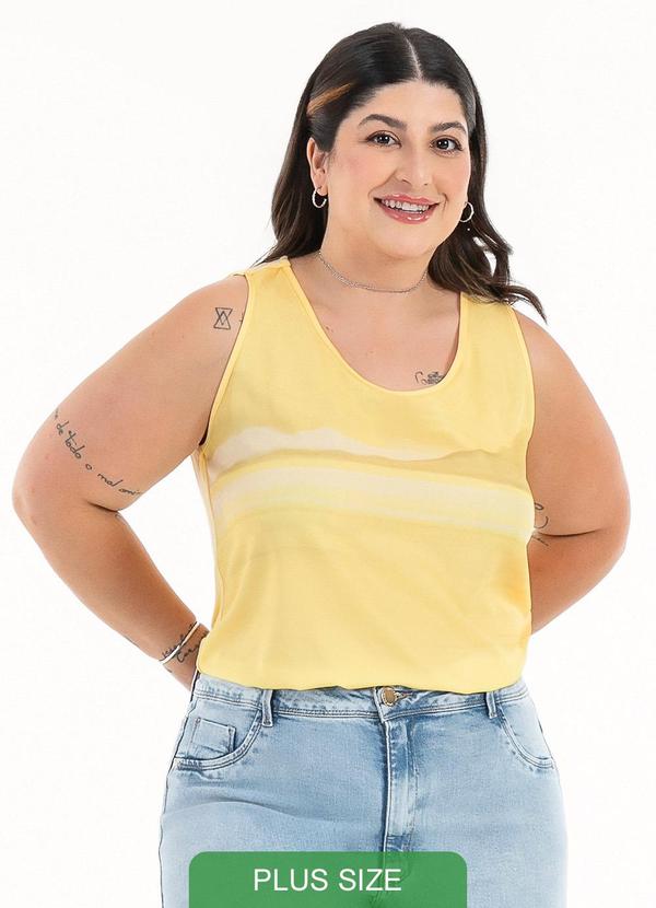 Habana - Regata Plus Size em Misturinha Amarelo Claro 1