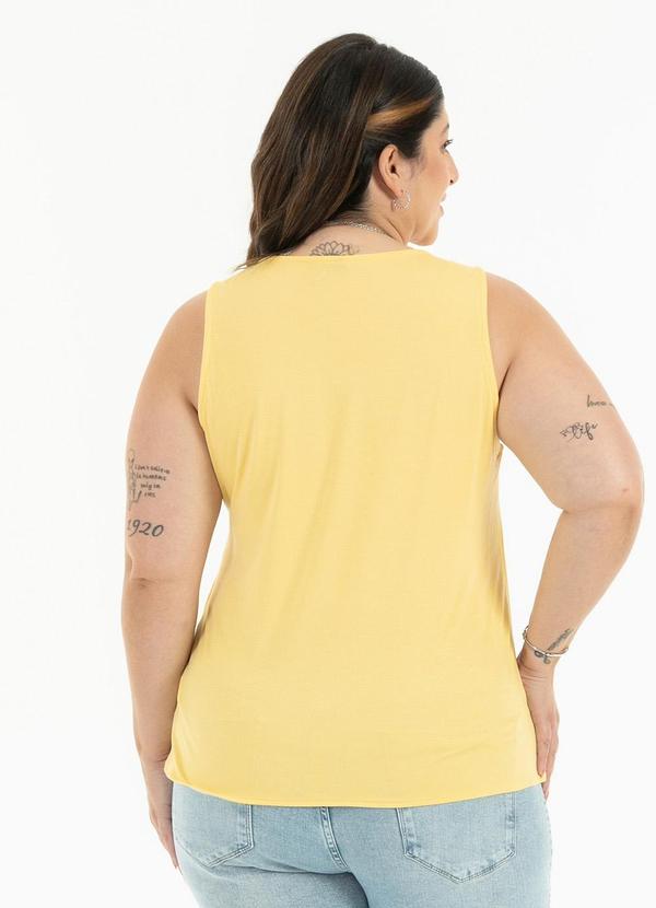 Habana - Regata Plus Size em Misturinha Amarelo Claro 2