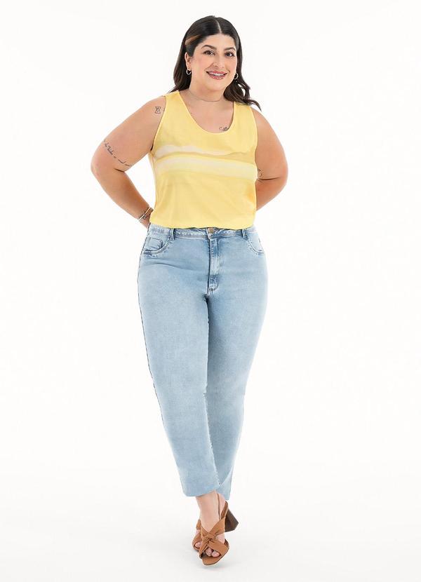 Habana - Regata Plus Size em Misturinha Amarelo Claro 3