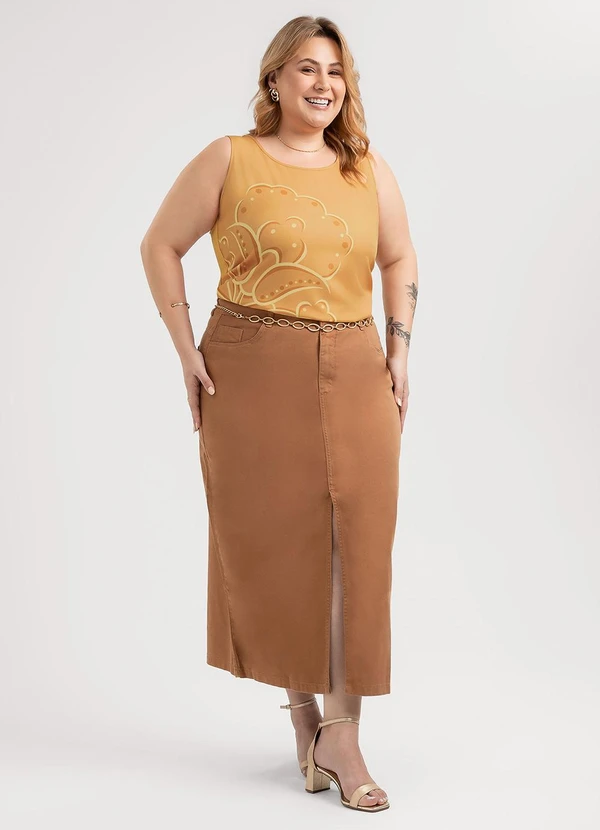 Habana - Regata Plus Size em Misturinha Marrom 3