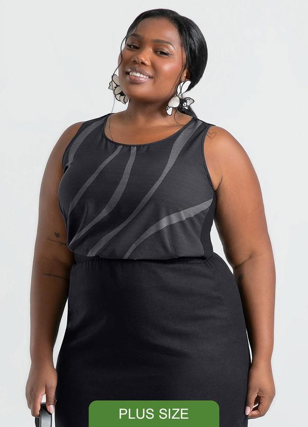 Cativa - Regata Plus Size em Misturinha Preto