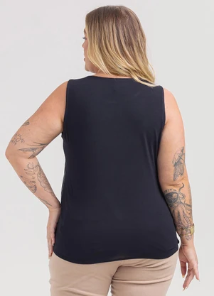 Habana - Regata Plus Size em Misturinha Preto - HABANA